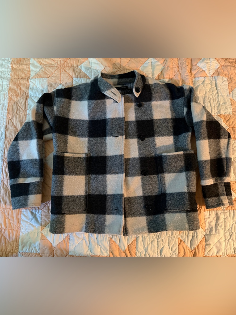 Banana Republic Black and White Plaid Coat
